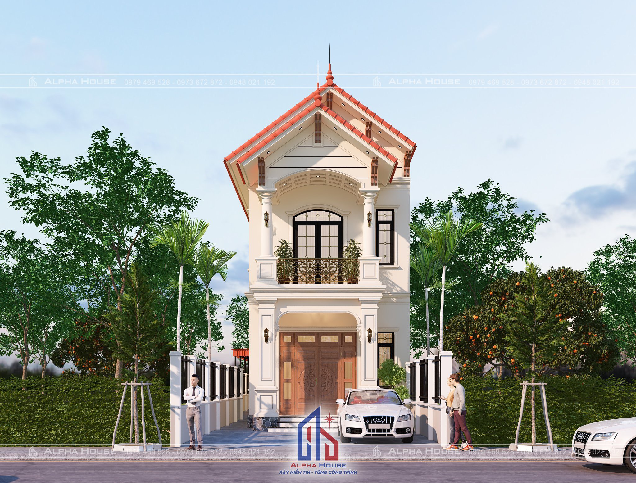 THIẾT KẾ NHÀ MÁI THÁI - 2 TẦNG - ANH HỮU